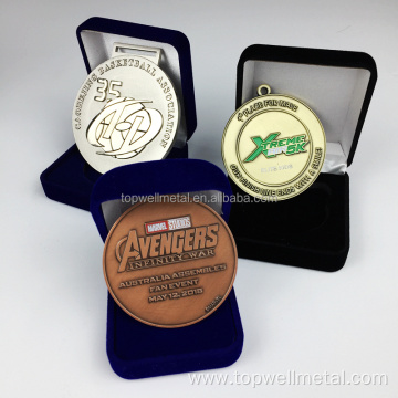 Custom gold, silver and bronze sports soccer medals